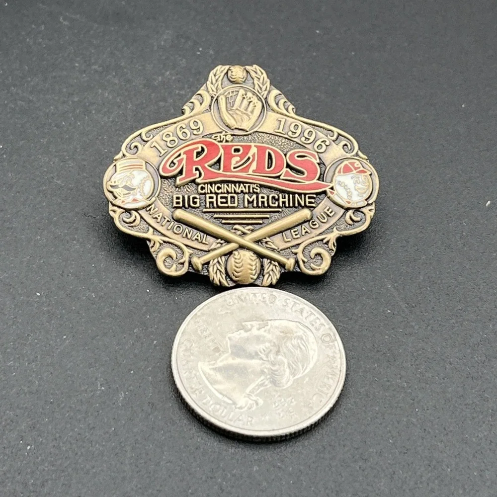 MLB Baseball Cincinnati Reds Big Red Machine Bronze‎ Tone Lapel Hat Pin LE 5000